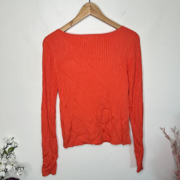 BODEN boden Ribbed Slash Neck Sweater Vermillion Red Orange Sz XL {J17} - Picture 3 of 5